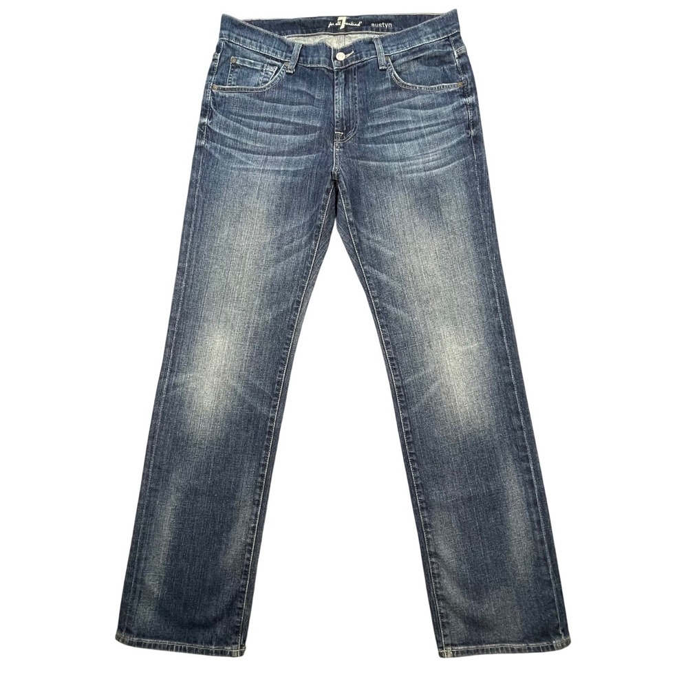 7 For All Mankind Blue Austyn Relaxed Straight Leg Jeans Mens 34